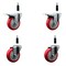 Service Caster 4'' Red Poly Swivel 7/8'' Expanding Stem Caster Set 2 Total Lock Brakes, 4PK SCC-EXTTL20S414-PPUB-RED-2-S-2-78 - alternate 1